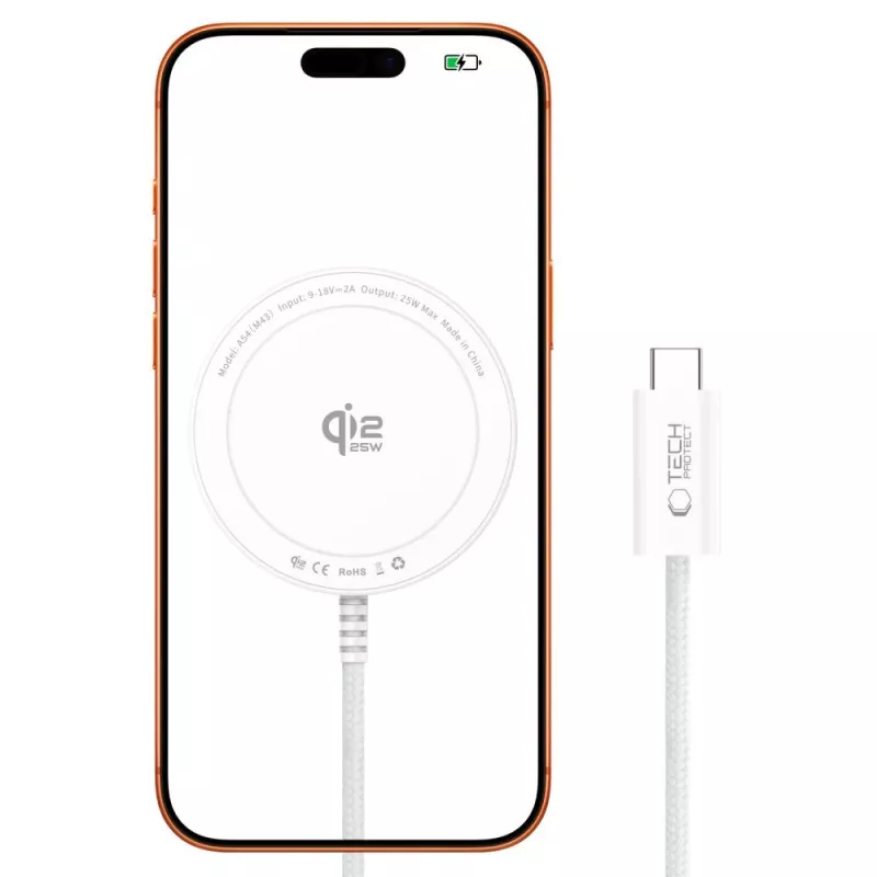 TECH-PROTECT A54 carregador sem fios MagSafe magnético 25W Qi2.2 Branco