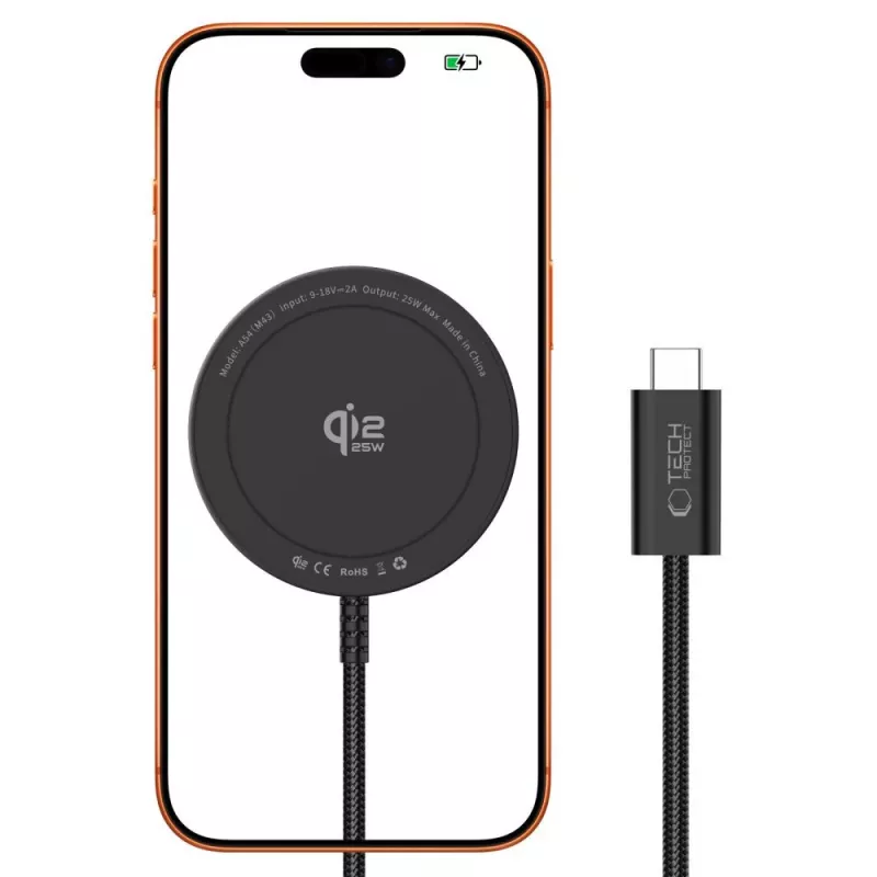 TECH-PROTECT A54 carregador sem fios MagSafe magnético 25W Qi2.2 Preto