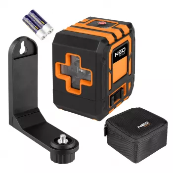 NEO TOOLS 75-142 laser de linhas cruzadas, alcance 20 m, feixe vermelho, autonivelante, IP54, com suporte magnético e mala