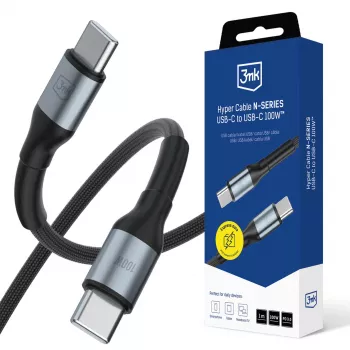 Cabo 3mk Hyper Cable N-SERIES USB-C para USB-C 1m 100W preto