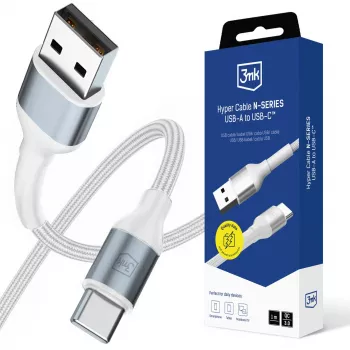 3mk Hyper Cable N-SERIES USB-A para USB-C 1m 18W branco