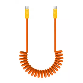 Cabo Newell USB-C para USB-C 100 W, 1,5 m, silicone, espiral, laranja-amarelo