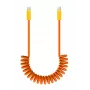 Cabo Newell USB-C para USB-C 100 W, 1,5 m, silicone, espiral, laranja-amarelo