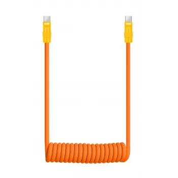 Cabo Newell USB-C para USB-C 100 W, 1,5 m, silicone, espiral, laranja-amarelo