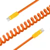 Cabo Newell USB-C para USB-C 100 W, 1,5 m, silicone, espiral, laranja-amarelo