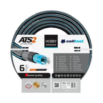 Mangueira de jardim anti-twist CELLFAST HOBBY ATS2 25 m 1/2 polegadas preta