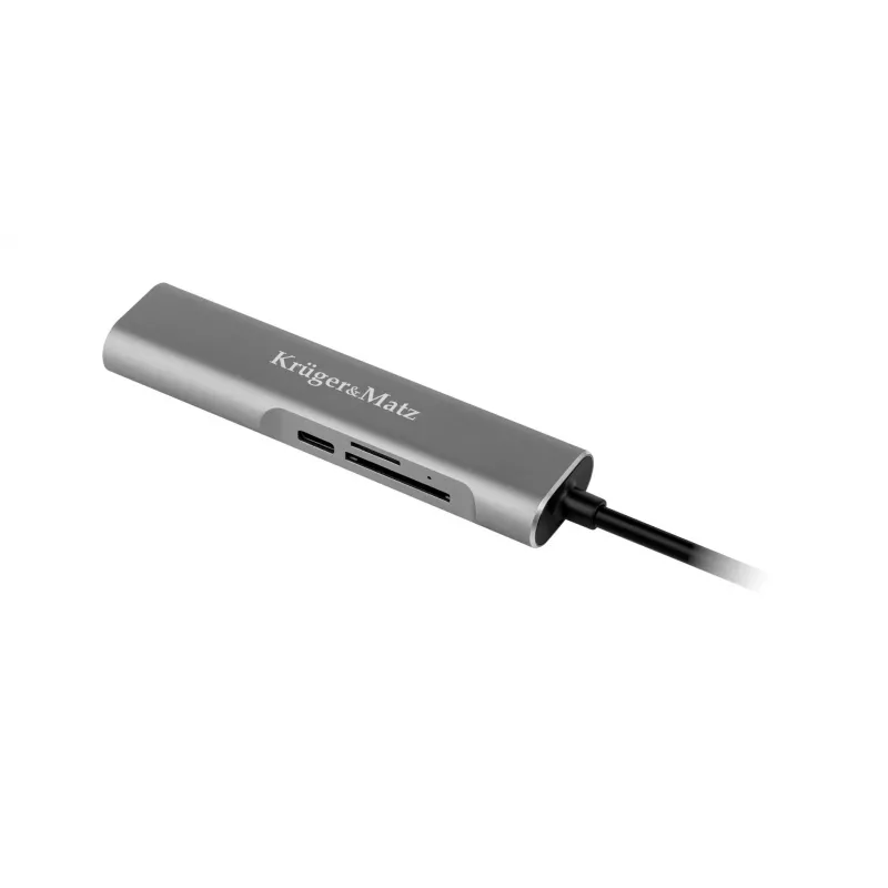 KRUGER & MATZ KM0390 hub USB-C com 4K-HDMI, 2x USB 3.0, leitor de cartões SD/MicroSD e 100W Power Delivery