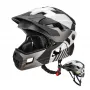 Capacete de bicicleta convertível full-face para criança ROCKBROS TS-61 com proteção de queixo removível, tamanho M (54-57 cm), cinzento