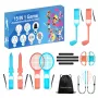 Pack de acessórios Family 15 em 1 HURTEL para consola Nintendo Switch 2 - conjunto laranja e azul