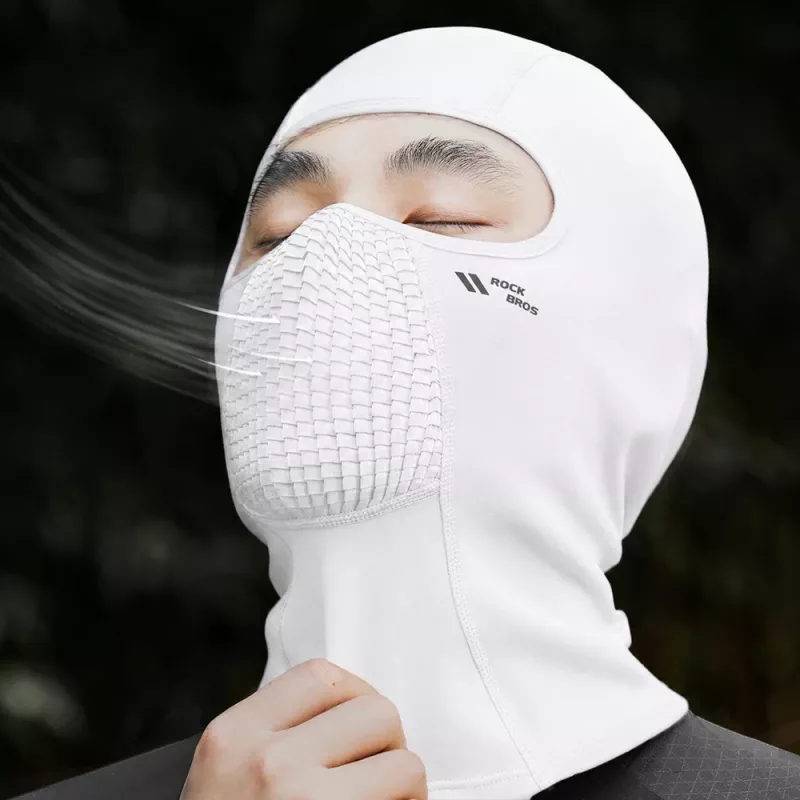 Balaclava de polar para bicicleta ROCKBROS LF25699 – branco | Máscara térmica de rosto inteiro para ciclismo de inverno, esqui e motociclismo