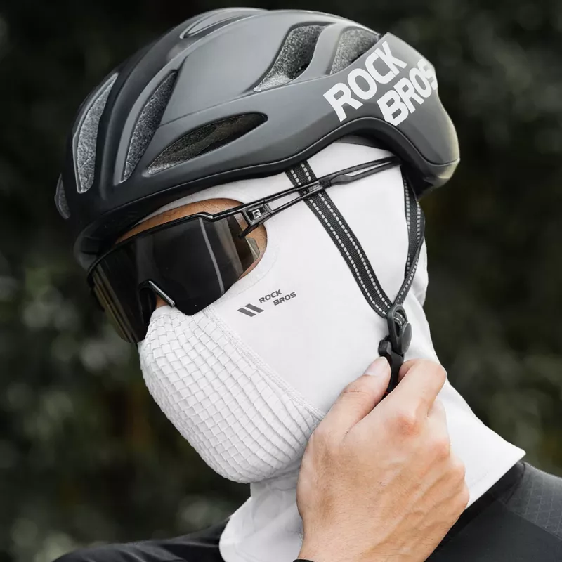 Balaclava de polar para bicicleta ROCKBROS LF25699 – branco | Máscara térmica de rosto inteiro para ciclismo de inverno, esqui e motociclismo