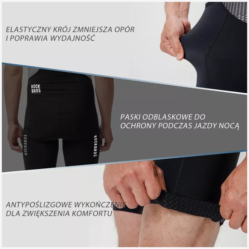 ROCKBROS ROAD TO SKY calções de ciclismo de homem com almofada 3D - preto, tamanho S (TLDK001-1)