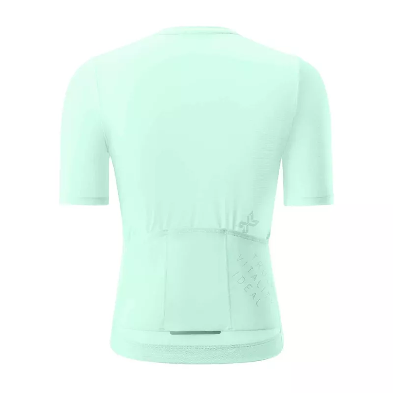 Rockbros camisola de ciclismo de mulher verde tamanho L - manga curta, absorvente de humidade, proteção UV, 3 bolsos traseiros