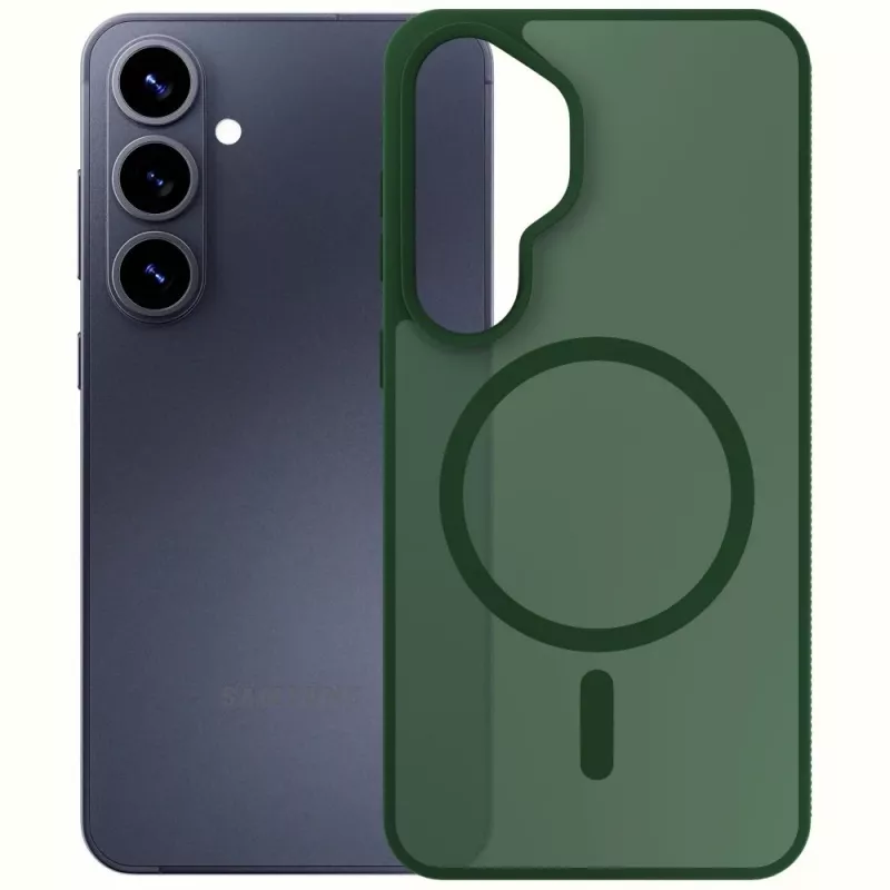 3MK PROTECTION Smoke MagCase para Samsung Galaxy S26 - Capa traseira mate verde translúcida com MagSafe, proteção contra quedas, anti-amarelecimento