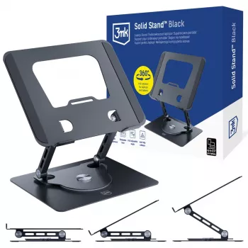 3MK Solid Stand - suporte universal preto para smartphones e tablets