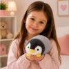 LEAN TOYS pinguim de peluche, peluche macio branco e cinzento 16 cm