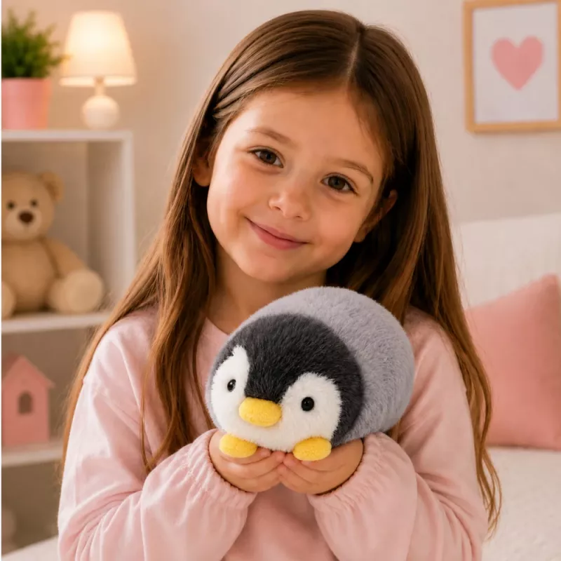 LEAN TOYS pinguim de peluche, peluche macio branco e cinzento 16 cm