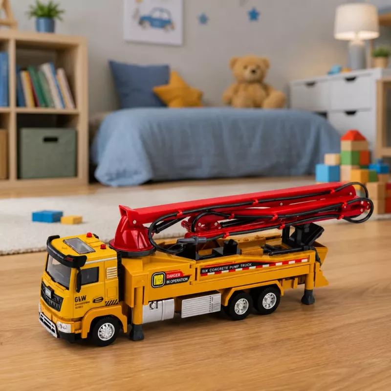 LEAN TOYS camião de bomba de betão RC brinquedo com luzes, sons, jato de água, escala 1:40