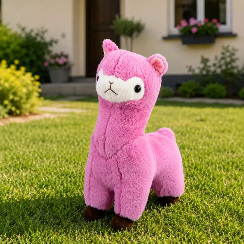 LEAN TOYS alpaca lhama de peluche, peluche macio pelo suave rosa 38 cm