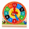 LEAN TOYS relógio de aprendizagem em madeira para aprender as horas com ponteiros móveis e cartões, 55 peças