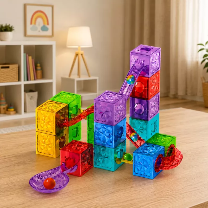LEAN TOYS blocos magnéticos cubo pista de bolas colorido 33 peças