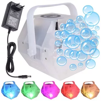 LIGHT4ME BUBBLE máquina de bolhas pequena e eficiente com iluminação RGB, preta, 25W, depósito de 0,6L