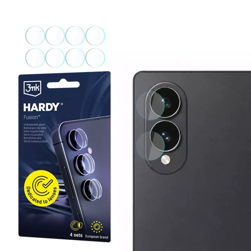 Proteção de objetiva 3MK Hardy Fusion para Samsung Galaxy Z Fold 8 – vidro híbrido 9H para objetiva da câmara (transparente)
