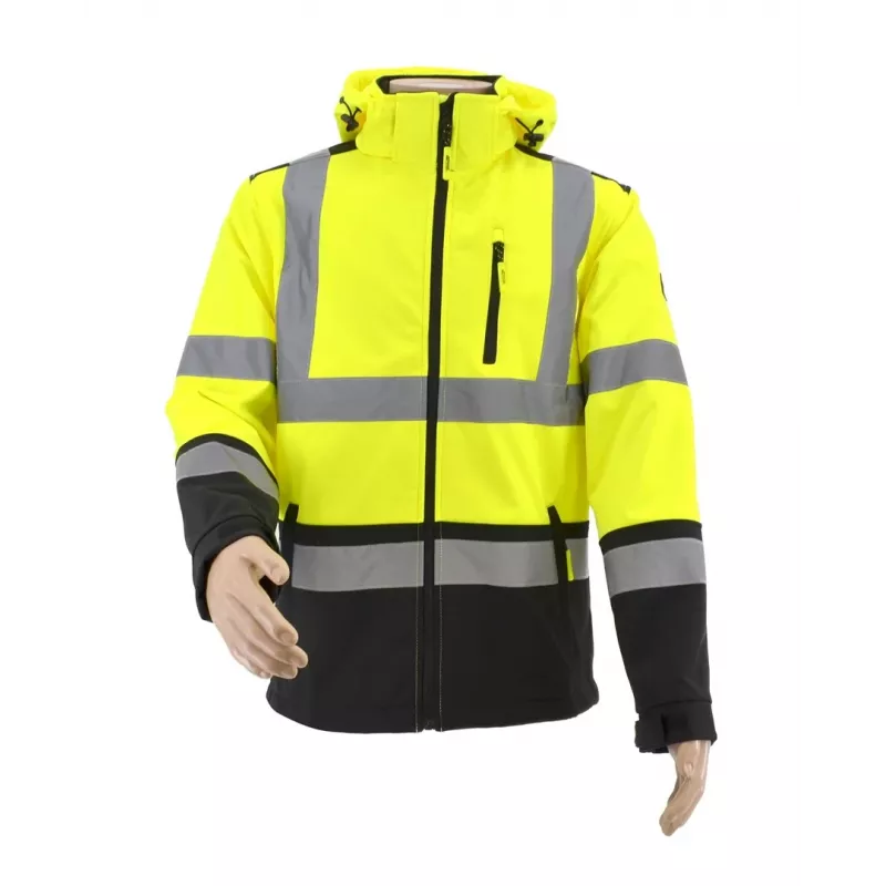 AWTOOLS casaco softshell T3 de alta visibilidade, refletor, preto, tamanho S