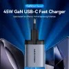 VENTION Carregador de parede GaN 90W Dual-USB-C (45W+45W) - preto