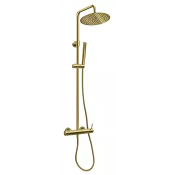 FERRO Ciriculus Conjunto de duche termostático com chuveiro de teto 250mm, dourado escovado