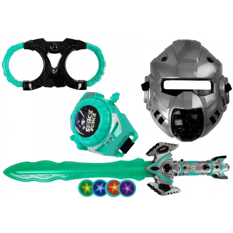 LEAN TOYS Space Knight Conjunto de role-play com sabre de luz, máscara e algemas
