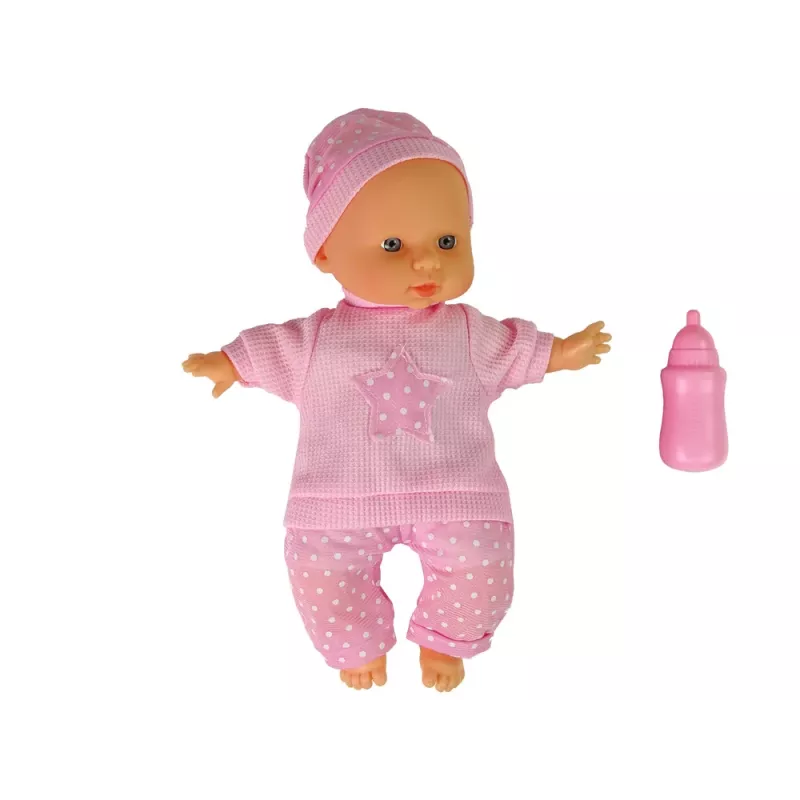 Boneca Sweet Baby LEAN TOYS rosa biberão sons boneca interativa de 30cm com biberão