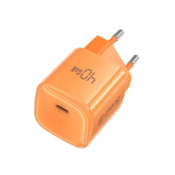 Carregador Crong NEO GaN 40W USB-C PD 3.2 com AVS (laranja)