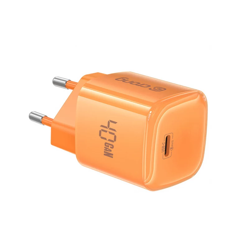 Carregador Crong NEO GaN 40W USB-C PD 3.2 com AVS (laranja)