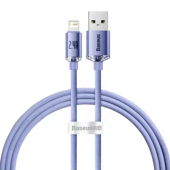 Cabo Baseus Crystal Shine Lightning para USB-A 1,2 m roxo, carregamento rápido 2,4 A