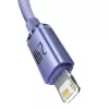 Cabo Baseus Crystal Shine Lightning para USB-A 1,2 m roxo, carregamento rápido 2,4 A