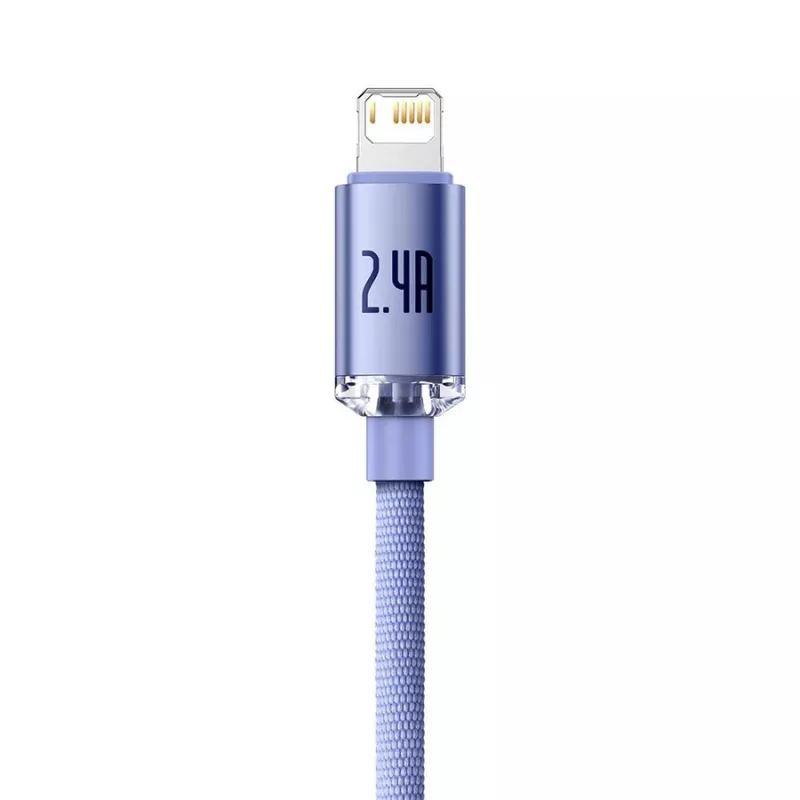 Cabo Baseus Crystal Shine Lightning para USB-A 1,2 m roxo, carregamento rápido 2,4 A