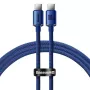 Cabo Baseus USB-C para USB-C Crystal Shine 100W 1,2m azul
