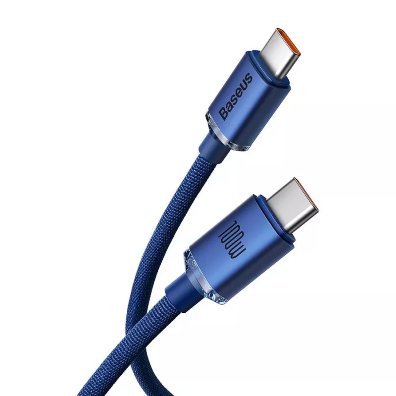 Cabo Baseus USB-C para USB-C Crystal Shine 100W 1,2m azul