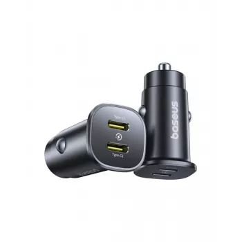 Carregador de automóvel Baseus GoTrip 2x USB-C 30W, 12-24 V, preto