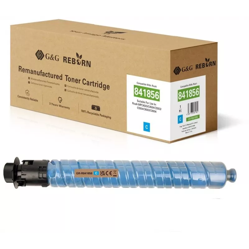 G&G GR-R841856 Cartucho de toner compatível com Ricoh 841856, 22500 páginas, ciano