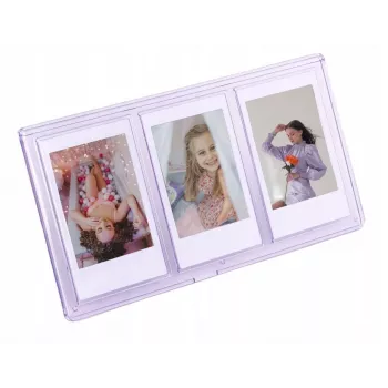 Moldura tripla vertical LOVEINSTANT para fotografias Instax Mini e impressões Zink 2x3 polegadas – lilás