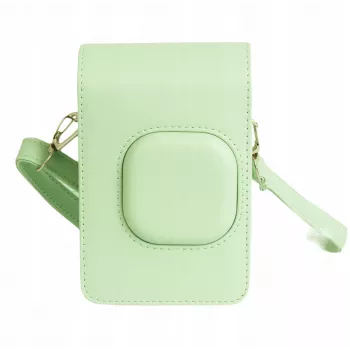 Bolsa em pele PU LOVEINSTANT verde para Fujifilm Instax Mini LiPlay - bolsa de câmara vintage com alça ajustável
