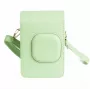 Bolsa em pele PU LOVEINSTANT verde para Fujifilm Instax Mini LiPlay - bolsa de câmara vintage com alça ajustável