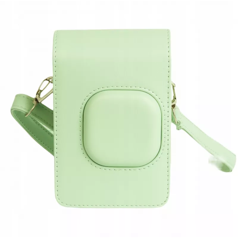 Bolsa em pele PU LOVEINSTANT verde para Fujifilm Instax Mini LiPlay - bolsa de câmara vintage com alça ajustável