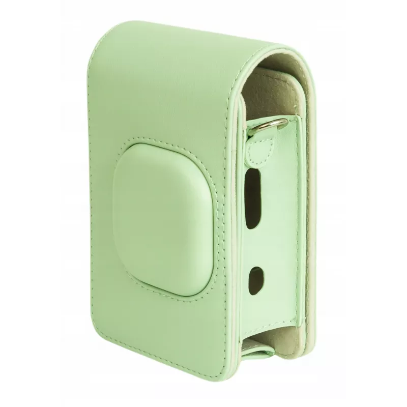 Bolsa em pele PU LOVEINSTANT verde para Fujifilm Instax Mini LiPlay - bolsa de câmara vintage com alça ajustável