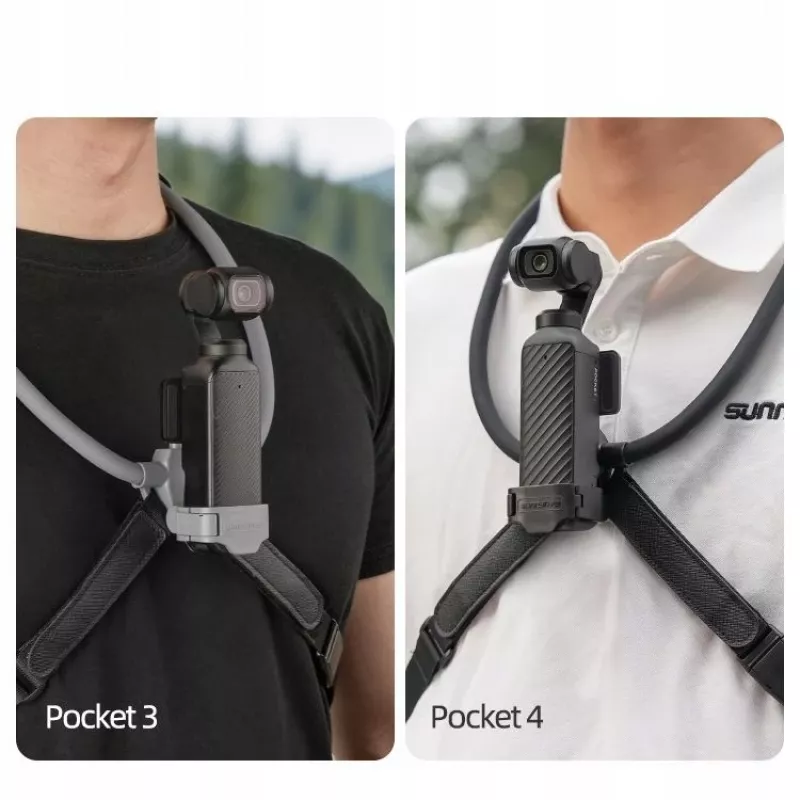 Suporte de pescoço flexível SUNNYLIFE para DJI Osmo Pocket 3/4, action cams POV, preto