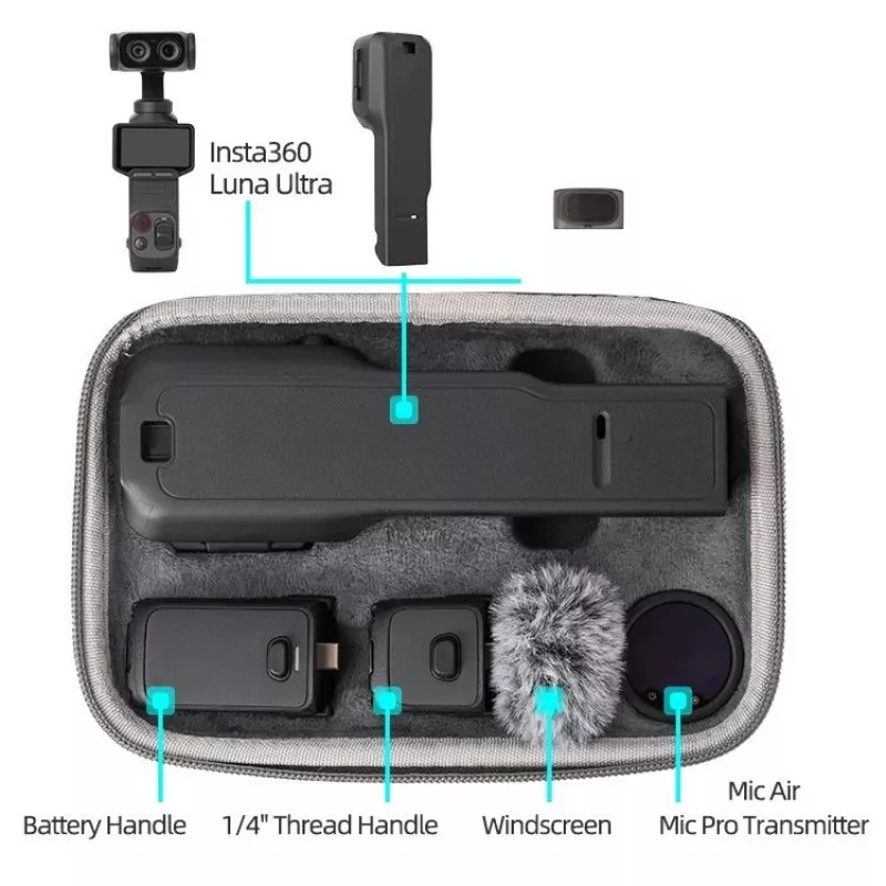 Bolsa rígida em EVA Sunnylife para Insta360 Luna Ultra / LU-B262-GY