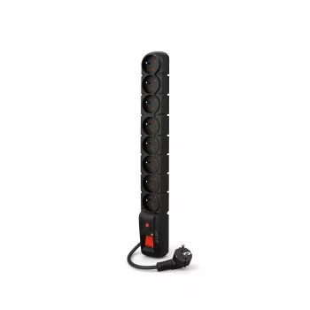 ACAR S8 PRO régua de proteção contra sobretensões 3 m – 8 tomadas, 155J, 2300W, preta