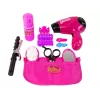 Conjunto de beleza e cabeleireiro LEAN TOYS secador de cabelo e modelador de caracóis rosa, conjunto de 15 peças de faz de conta para crianças a partir dos 3 anos